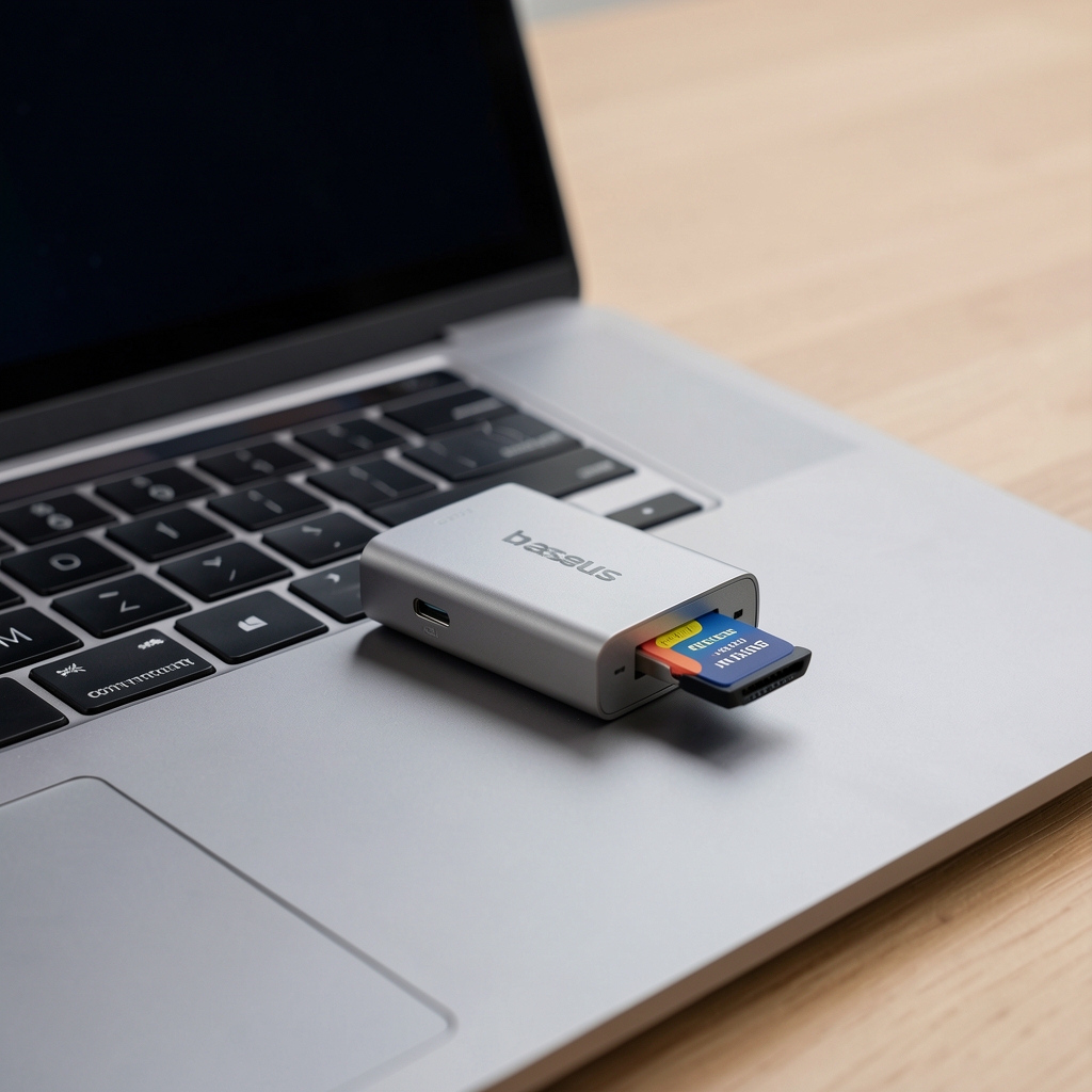 Anker 7-portni USB-C hub sa HDMI, SD karticom i brzim punjanjem na stolu uz laptop